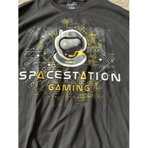 Champion Mens Black Long Sleeve "Spacesation Gaming" Graphic Tee Size Medium - Picture 2 of 12